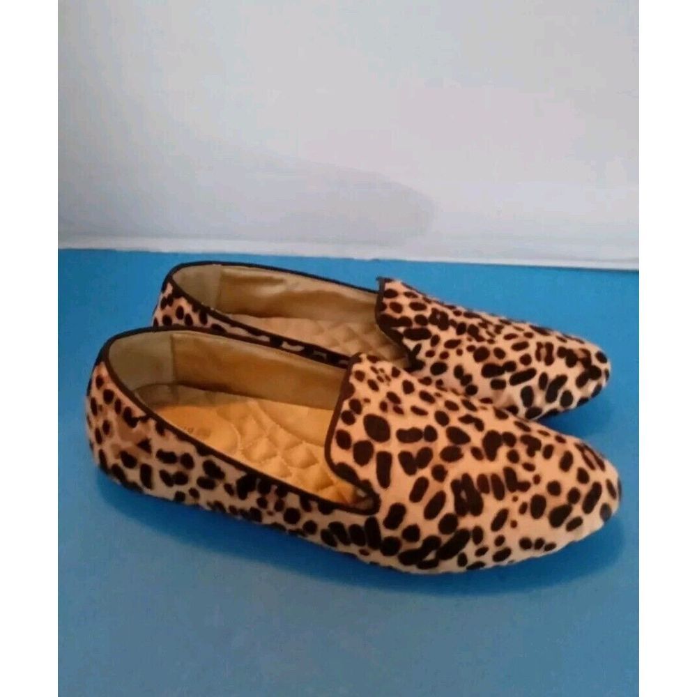 Birdies The Starling Flat Shoes Women Size 8.5 Cheetah Calf Hair Slipper Loafer - Picture 3 of 5
